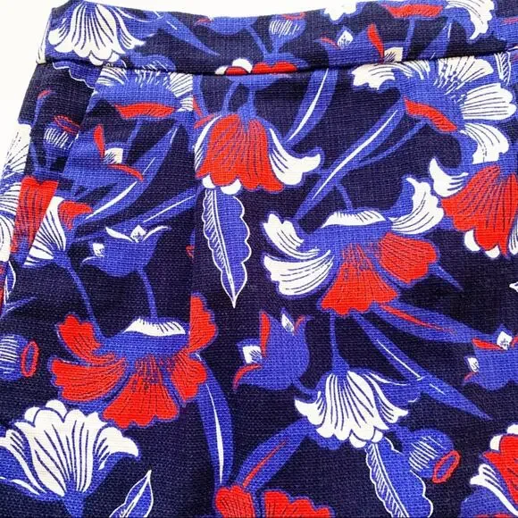 J. Crew Factory Skirt Blue Red Floral Cotton Pencil Mini Skirt Size 6 - Picture 4 of 14